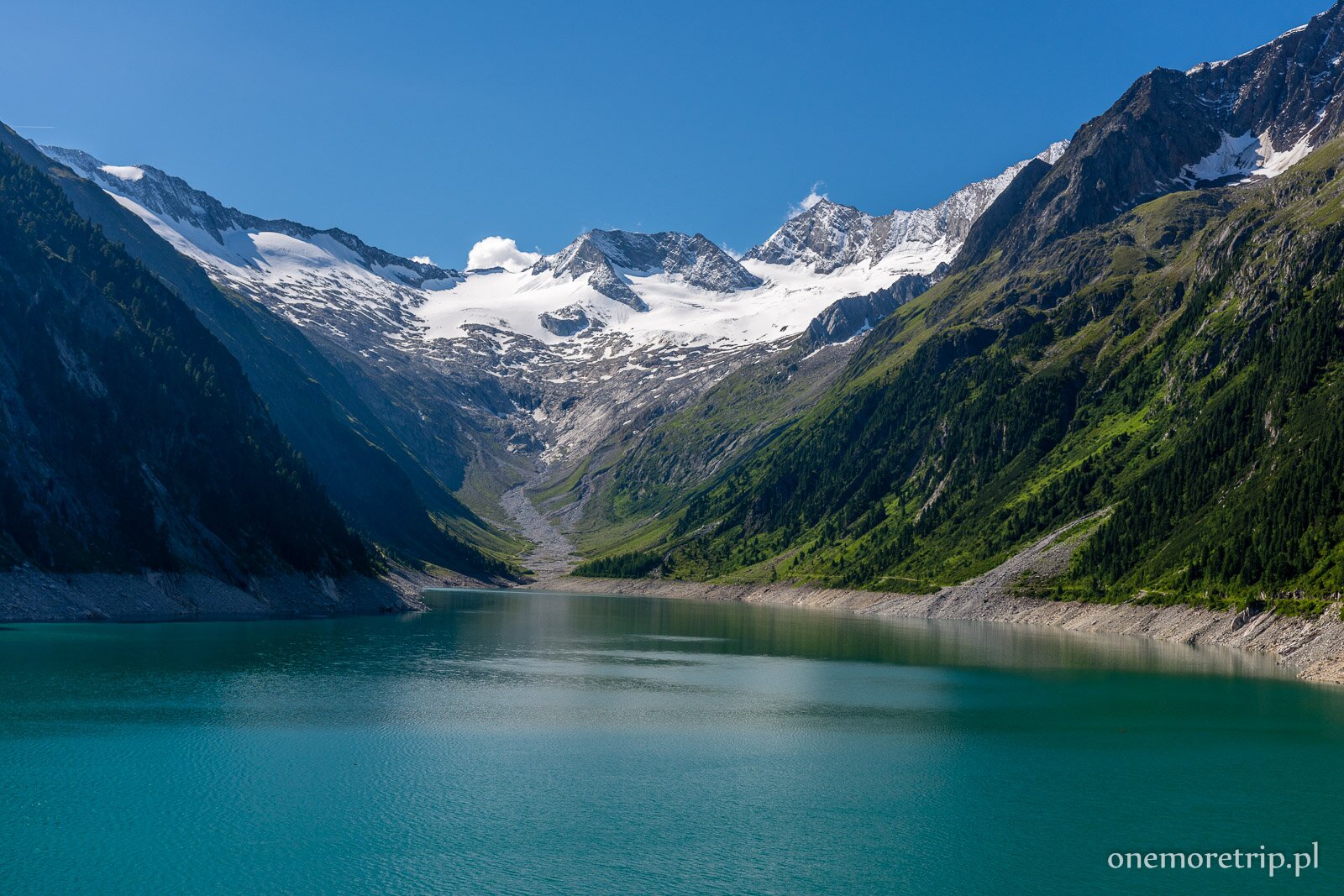 Zalew Schlegeis, powyżej schronisko Furtschaglhaus